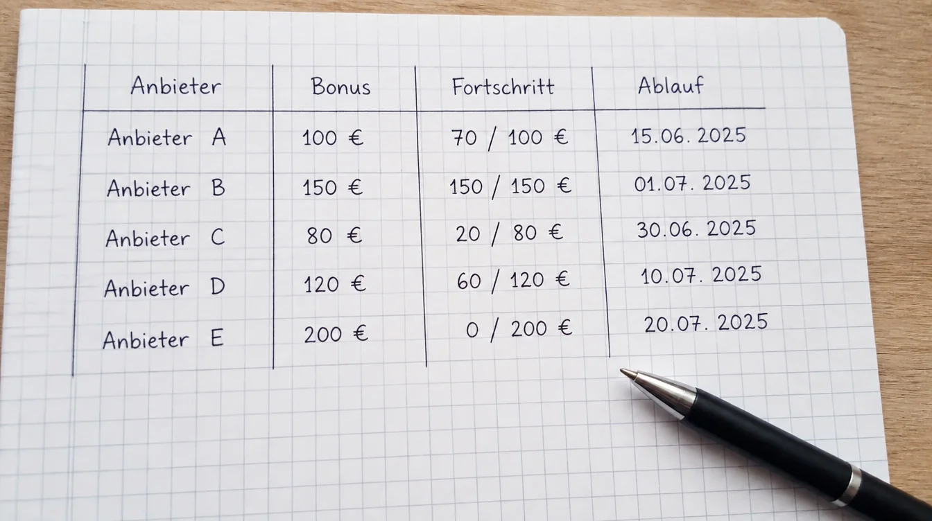 Organisation und Tracking mehrerer Boni in einer Tabelle