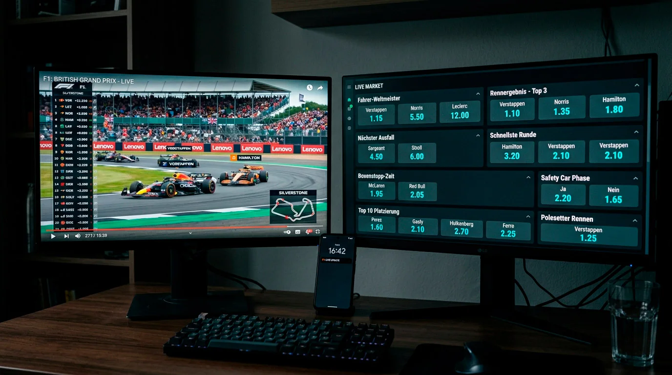 Übersicht der F1-Live-Wettmärkte am Rennsonntag