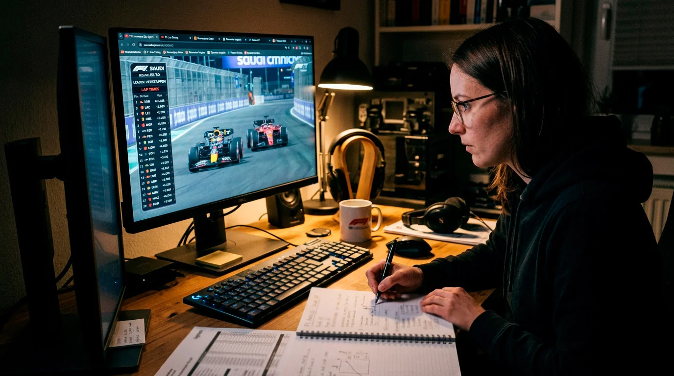 Wintertests der Formel 1 im Livestream analysieren und Notizen machen
