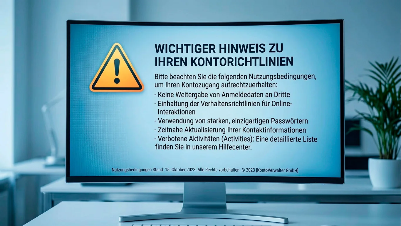 Hinweis auf das Verbot von Mehrfachkonten beim selben Anbieter