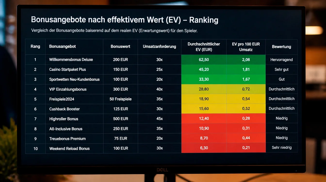 Rechenbeispiel für den Expected Value eines Willkommensbonus