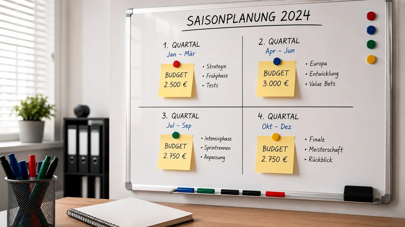 F1-Saisonplanung mit Budget-Verteilung über vier Quartale